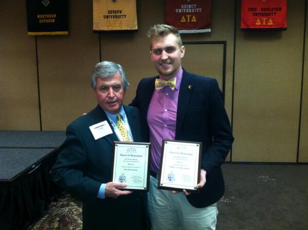 EMUDelts's tweet photo. Northern Conference, brother Keenan with Northern Division president Calhoon. Great day to be a Delt! @DeltaTauDelta http://t.co/YwesaiwWW5