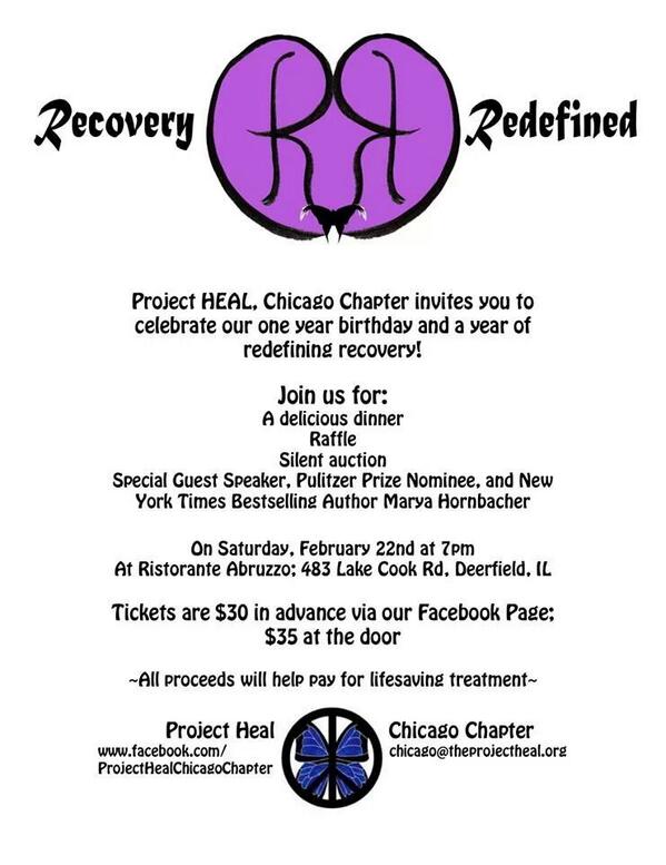 ProjectHEALChi's tweet image. #Chicago! Come join us! #events #maryahornbacher #recovery #EatingDisorders #mentalhealth #celebrate #prorecovery