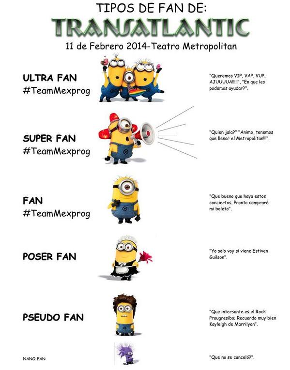 kurt149's tweet image. &quot;@MEXPROG: Tipos de fans de #TransatlanticMX #Mexprog http://t.co/7bzurfzq6u&quot;// entonces soy ultrafan
