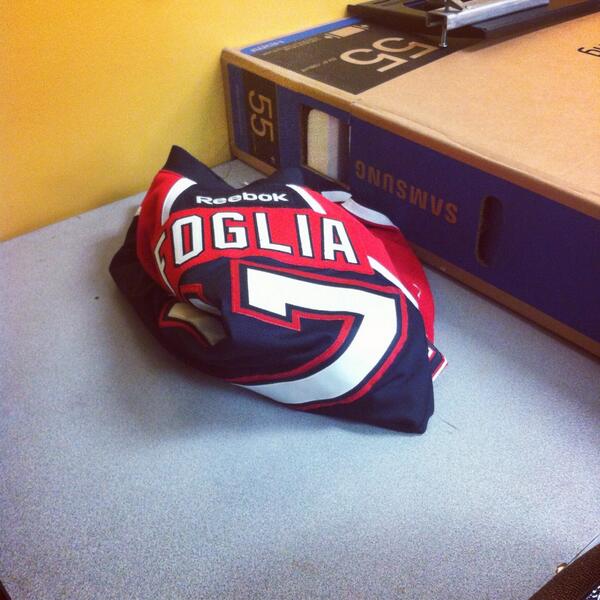 sarahjeanmaher's tweet photo. Spotted in the media room today: a @nfoglia jersey. Wonder who it belongs to? http://t.co/DaS8ECQeqy