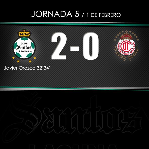 ¡Triunfo Santista! <a href="/ClubSantos/">Club Santos</a> 2 - 0 <a href="/deptolucafc/">Toluca FC</a> | #EstadioCorona | Jornada 5 | #SomosRealidad