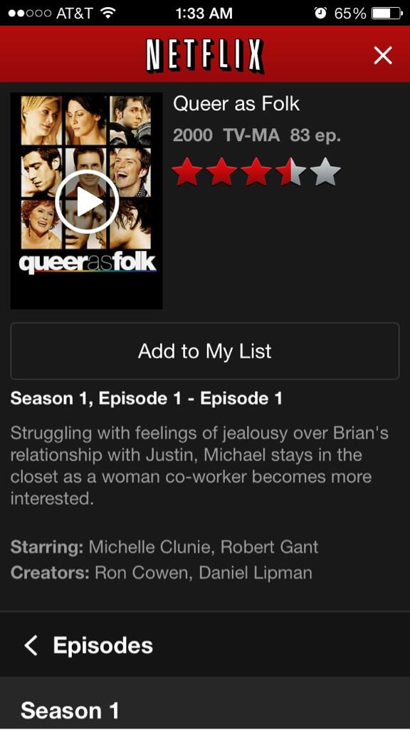 abrwnigrl's tweet image. Queer As Folk-Complete series now on Netflix! (Added on Feb1) 
#GoodbyeSleep