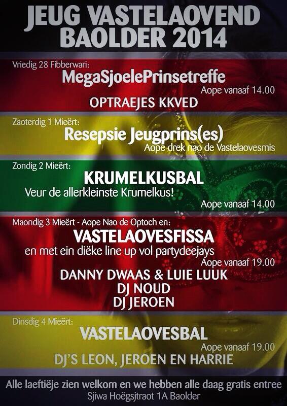 JVBaolder's tweet photo. Volgende weak zondaag kump de nieje jeugprins(es) oet! Heej onger alvast ut programma van de JVB met de vastelaovend http://t.co/OKrwb0LzPF