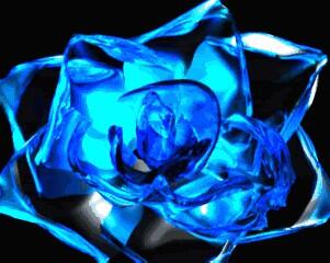 THECrowHogan's tweet image. Well, I woke up to give you this Kiza. Took me forever to find it. *holds up a blue rose made of glass*