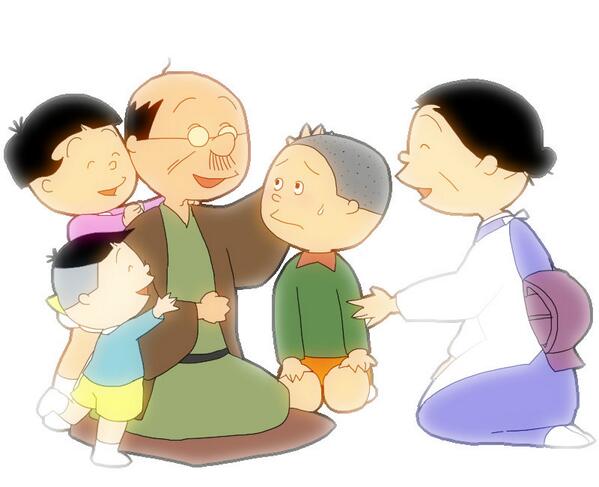 tanakya123's tweet photo. フネ「おとうさん、皆が今のあなたのお声が聞けないと寂しがっているそうですよ」
タラオ「ぼくにも言ってくださーい」
ワカメ「私にも！」
カツオ「ぼくは散々聞いたからなぁ」
波平「ははは・・・ばかもん、まだまだ言ってあげよう」 http://t.co/PJ8wscTuU8