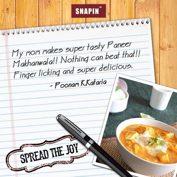 SnapinIndia's tweet image. Poonam’s mother’s super tasty #PaneerMakhanwala is her favourite! Tell us about the one dish that gets you nostalgic.
