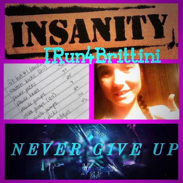 HawaiiMaze's tweet photo. Started #insanity again last night. #Irun4Brittni #whodoyourun4 http://t.co/OG5ob7Oe1Z