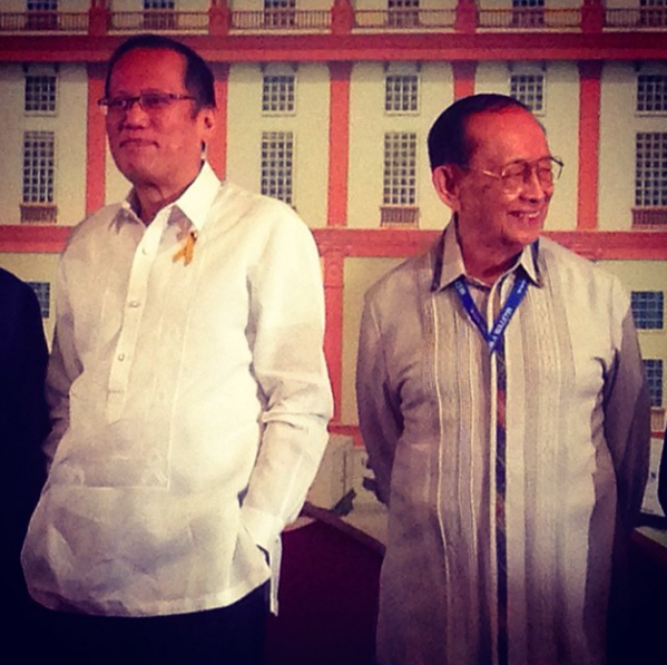 manilabulletin's tweet photo. President Benigno S. Aquino with former president Fidel V. Ramos gracing the stage for the opening remarks #mb114 http://t.co/8K0MEjN4uf