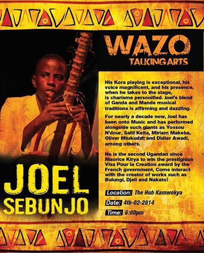 Talkarts's tweet image. Joel Sebunjo will be performing live at the HUB in Kamwokya this Tuesday February 4th 2014 at 6PM! #Wazo