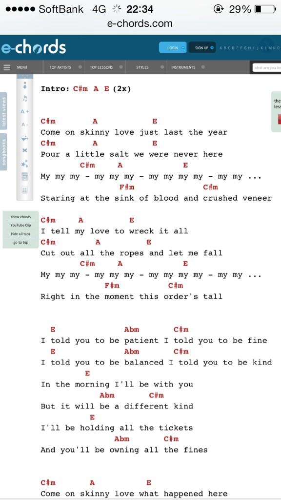 仮谷せいら Come On Skinny Love めちゃいい曲だ 難しいけど Birdy Http T Co Qjs1qkky3a