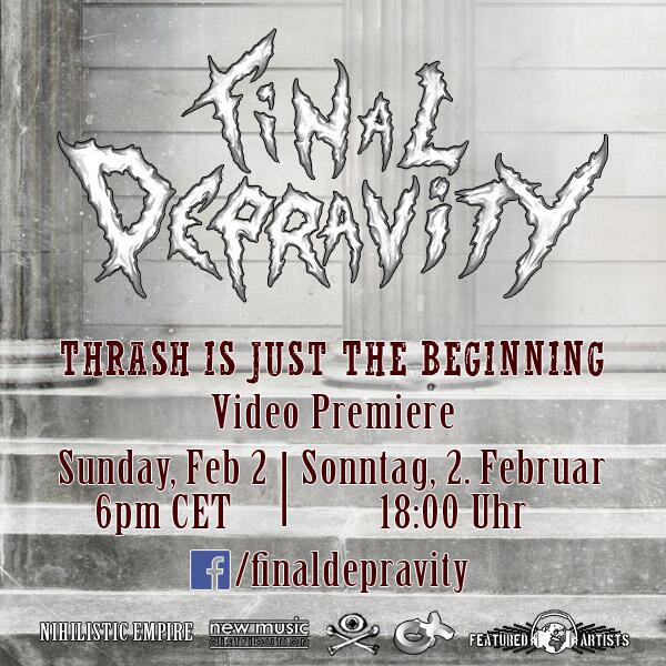 finaldepravity's tweet photo. Thrash Is Just The Beginning - #Video Premiere | Today, 6pm CET http://t.co/5LCrOnsC8g #YouTube #ThrashMetal #TIJTB http://t.co/tl0VLx4cCH