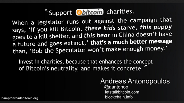 blockchain's tweet photo. Generosity w/in the #bitcoin community is abundant, and we're proud to be part of it. Via http://t.co/XCO6b4K5Lv http://t.co/i0a3E6xREK
