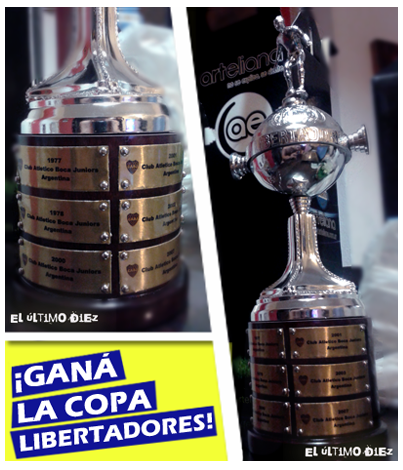 ElUltimoDiez's tweet photo. ¡Hacé RT a la foto, seguí a @ArtEliana y participá por una réplica de la #CopaLibertadores! http://t.co/MAvJ9jwGBV