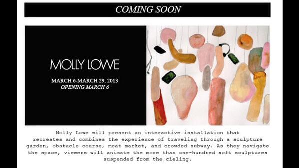 PerformaNYC's tweet photo. Congrats! #Performa13 Artist #MollyLowe solo exhibition at @SuzanneGeissCo in #NYC. Opens March 6 @ColumbiaSchArts http://t.co/PKHqL241MN