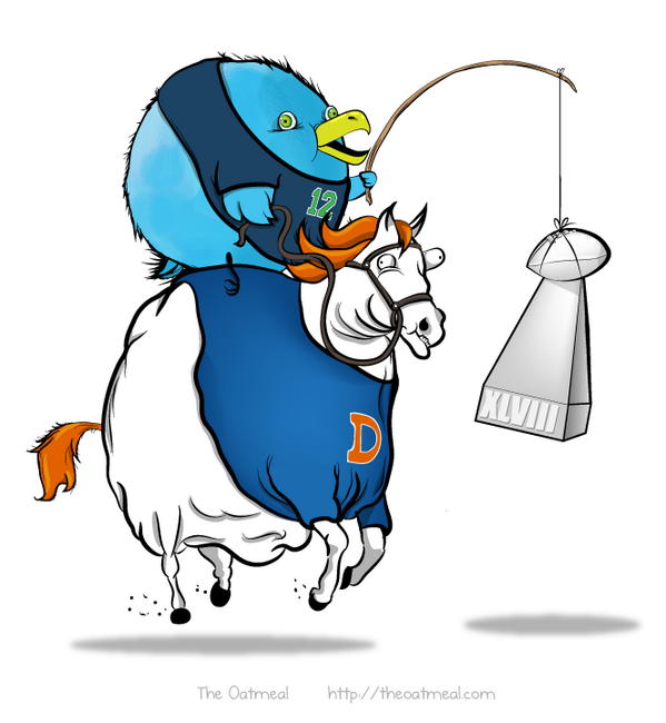 #Seahawks VS #broncos, illustrated.