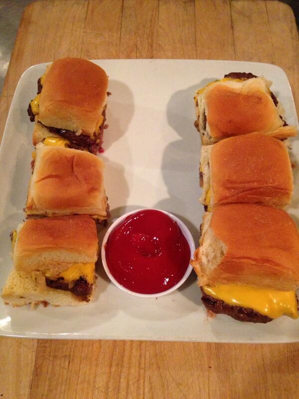 White Trashle burgers are the uprights for this Super Bowl party!!!