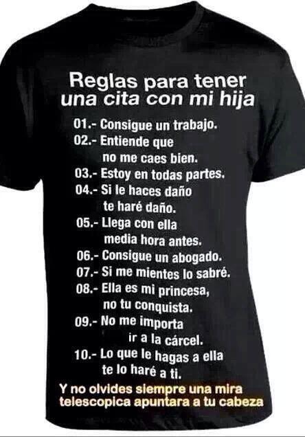 Camiseta 'Reglas Para Salir Con Mi Hija' Humor Para Papás (Algodón)