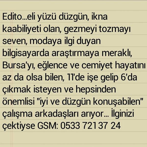 editodergi's tweet photo. iş arıyorsanız...bekliyorum... http://t.co/qu5W7GQ3sD