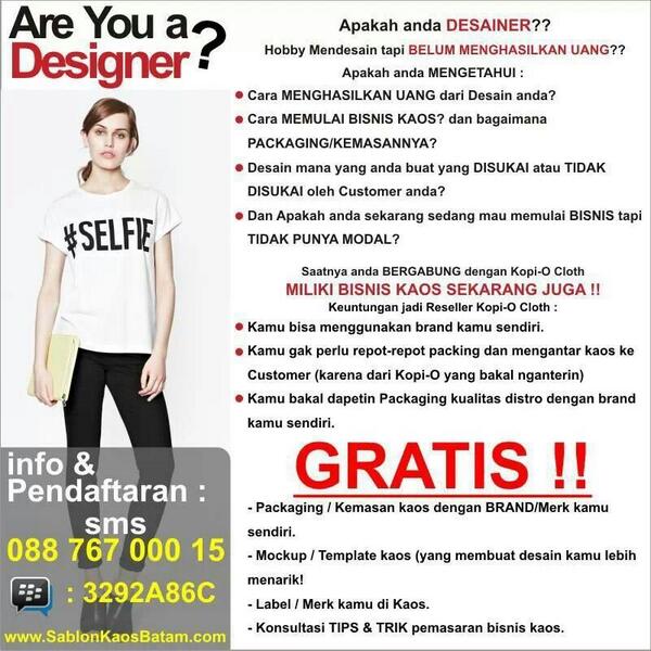 T_ObenkBatam's tweet photo. Kamu desainer? Mau menghasilkan uang tambahan? Cek pict kita ya http://t.co/5XZq1nXPzH