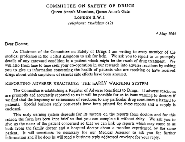 bengoldacre's tweet photo. Nice historical nugget RT @YellowCardWM: original letter to the medical profession setting up the Yellow Card Scheme. http://t.co/elDLcPmMtc