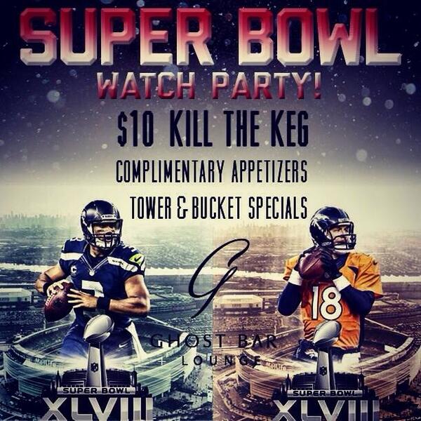 GhostBarOrlando's tweet photo. $10 Kill the keg, FREE Apps, and bucket/tower specials lets do this! Super Bowl 48 here we come. @GhostBarOrlando http://t.co/rgklxq2c5M