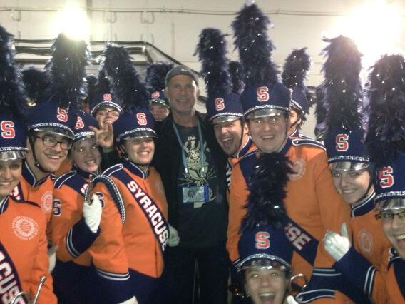 RHCPchad's tweet photo. With the Syracuse band. They're gettin ready to rock! http://t.co/5hGMYi0stE