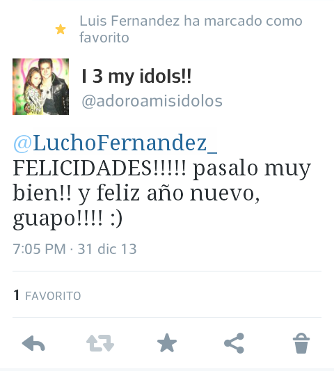 adoroamisidolos's tweet photo. Que fuerte! @LuchoFernandez_ acaba de dar como favorito uno de mis twetts, te quiero!!! :)) http://t.co/201cTvEW9r