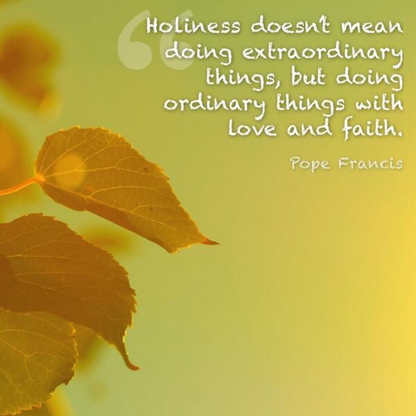 PopeDaily's tweet image. Holiness doesn’t mean doing extraordinary things, but doing ordinary... @Pontifex Photo @PinkSherbetPics