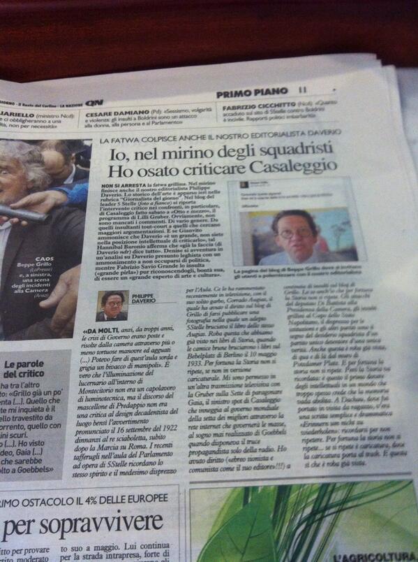 CSamoggia's tweet photo. @beppe_grillo http://t.co/6ax5GQhNlL
