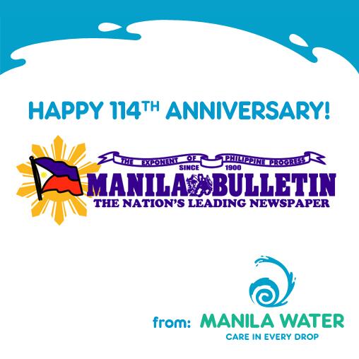 ManilaWaterPH's tweet photo. We'd like to extend our greetings to @manila_bulletin as it celebrate its 114th anniversary! #MB114 http://t.co/gAIMxLzayP