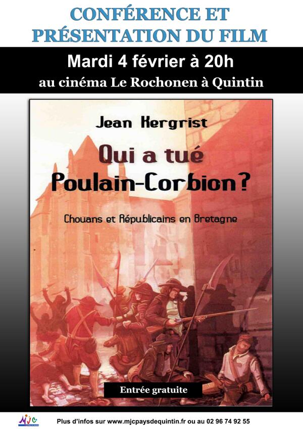 MJCQuintin's tweet photo. Qui a tué Poulain Corbion ? RDV mardi 4 février à 20h au cinéma Le Rochonen - Quintin http://t.co/iKTDTJvH0T