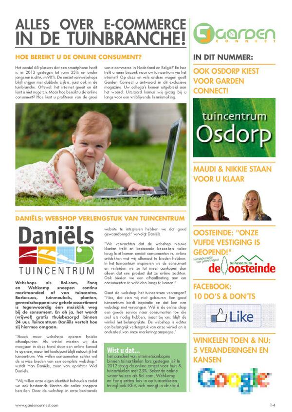 Alles over #Ecommerce in de #tuinbranche. Download hier ons informatieve magazine > bit.ly/1imiseN