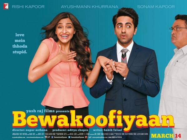 Bewakoofian's tweet photo. So here it is guys!!! The much awaited first look of #Bewakoofian #Poster #SuperCute #LoveIt :) http://t.co/Ngo06BNeMo