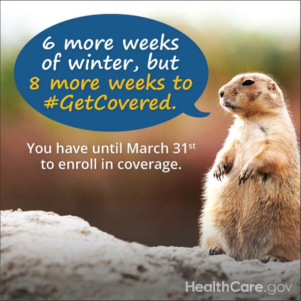 #GetCovered RT <a href="/HHSGov/">HHS</a>: The Groundhog has spoken—visit HealthCare.gov  today!