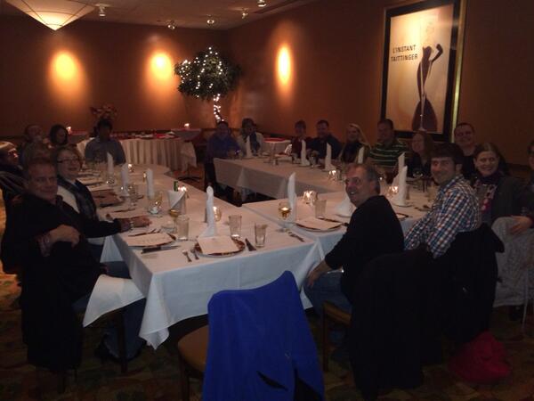 elcaymnet's tweet photo. The E-Team celebration dinner!  'Well done, good and faithful...'#ext14 http://t.co/LapCYDYebQ