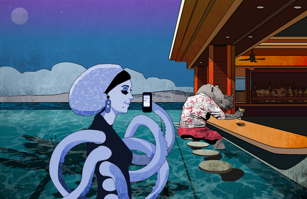 getvoxox's tweet photo. #ROFL - Long ago in a bar far away, a Rhino named Ratbane was #ThrowingBack a martini near an Octopus named Oliebird http://t.co/SxSLGfHhm4