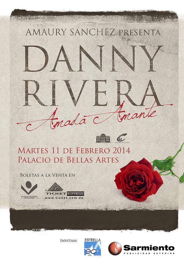 AmaurySanchezL's tweet photo. Ya se acerca el día 11! Danny Rivera #AmadaAmante en bellas artes! Compra ahora en @ticketexpressrd @ClubLectoresLD http://t.co/j3fgIK0eer
