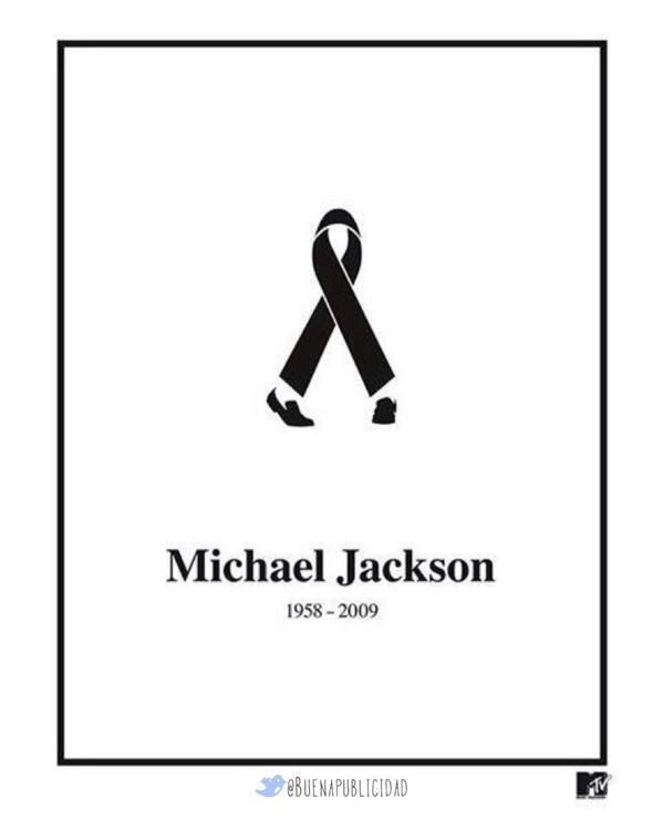 Buenapublicidad's tweet photo. La excepcional gráfica-homenaje de MTV a Michael Jackson en su fallecimiento. (25/06/2009) http://t.co/HbBo799rwe