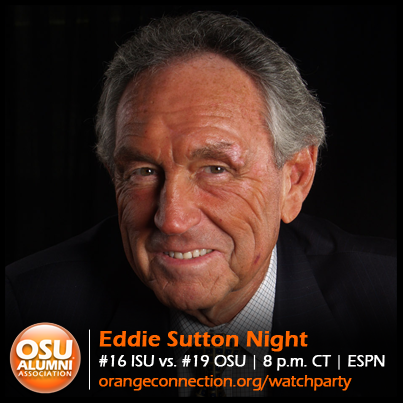 OKStateAlumni's tweet photo. It's Eddie Sutton Night at tonight's @OSUMBB game! How about RT for #OKState's legendary coach? #EddieEddieEddie http://t.co/dsXZUuSNRX