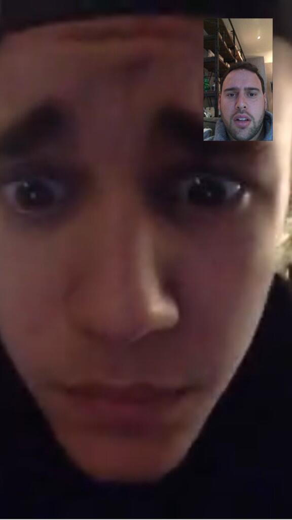 scooterbraun's tweet photo. @justinbieber good talk. Not our best pic from FaceTime lol http://t.co/OPmm5ckzMt