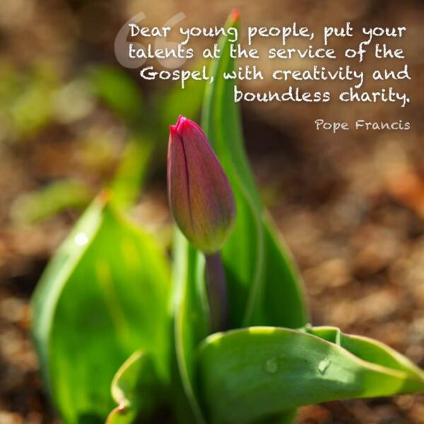 PopeDaily's tweet image. Dear young people, put your talents at the service of the Gospel, with... @Pontifex Photo @PinkSherbetPics