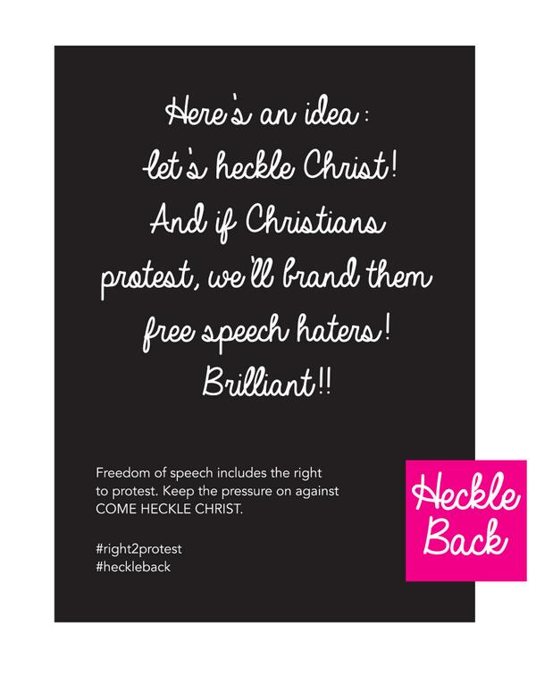 TruthLabProject's tweet image. #comehecklechrist #calltheirbluff #right2protest #heckleback