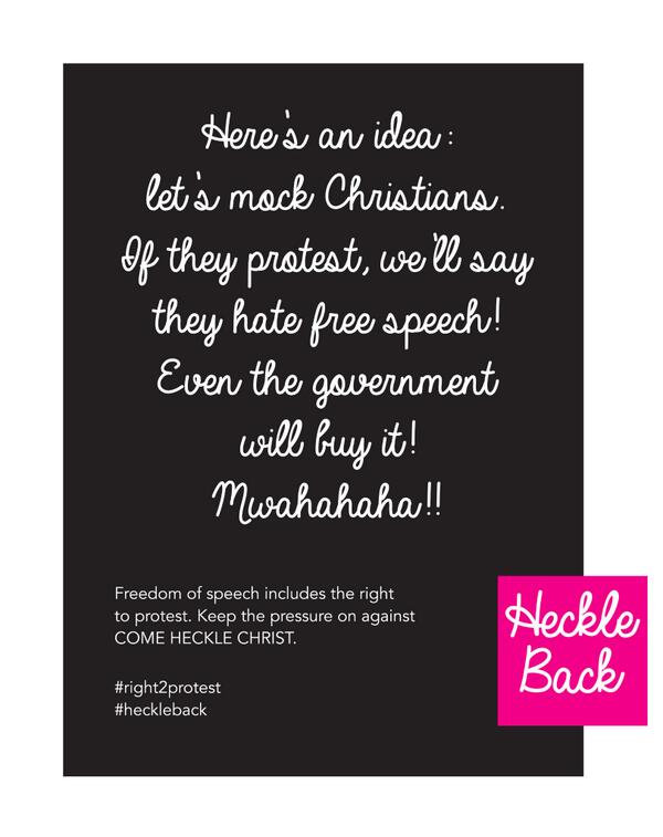 TruthLabProject's tweet image. #comehecklechrist #calltheirbluff #right2protest #heckleback