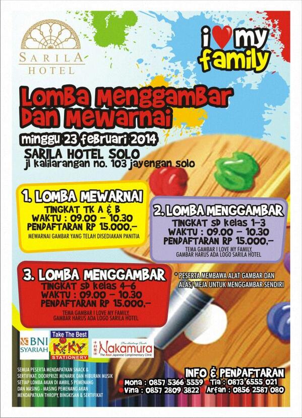 Azana Hotels On Twitter I Love My Family Sarila Hotel Solo Lomba Menggambar Mewarnai Tk Sd Minggu 23 Feb 2014 Yuk Eventsoloraya Http T Co 1fg02tihnd
