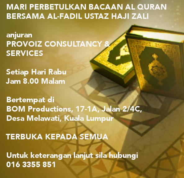 Salam.Selain belajar #vokal, kena belajar #mengaji juga.  Bermula esok di Desa Melawati.info rujuk pic.