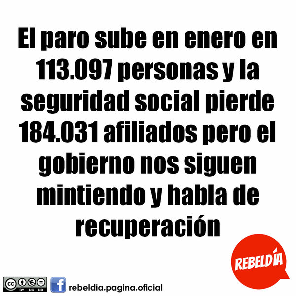 rebeldia99's tweet photo. El #paro aumenta en España pero lo más preocupante es la caida de la afiliación a la seguridad social ¿#FelizMartes? http://t.co/G8OOrsz6uq
