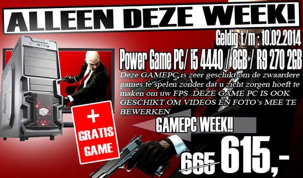GAMEPC WEEK BIJ <a href="/Computer_Galaxy/">ComputerGalaxy</a> Intel Power Game PC/ i5 4440 / 8GB / 500GB / AMD R9 270 2GB nu voor maar €615