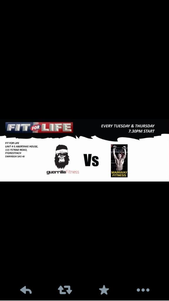 bigbif81's tweet photo. @Guerrilla_fit v @mainy15 fitness/strength and conditioning every TUS/THUR 7 30pm-9pm £5per class all level s welcome http://t.co/OcbW8g3OeP