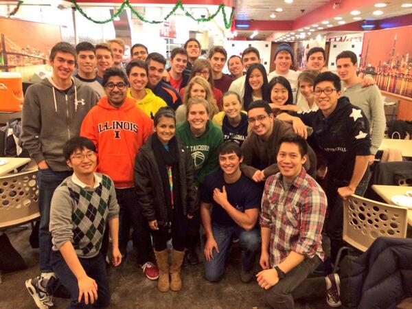 Brothers and pledges eating at Antonio's!