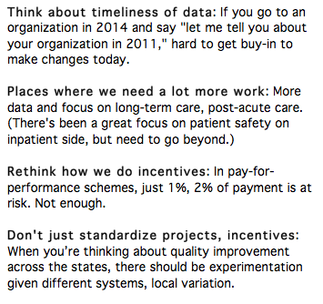 AcademyHealth's tweet photo. RT @ddiamond: Four points from the great @ashishkjha’s riff at #NHPC14 on using data to boost performance: http://t.co/emwuHd86ER